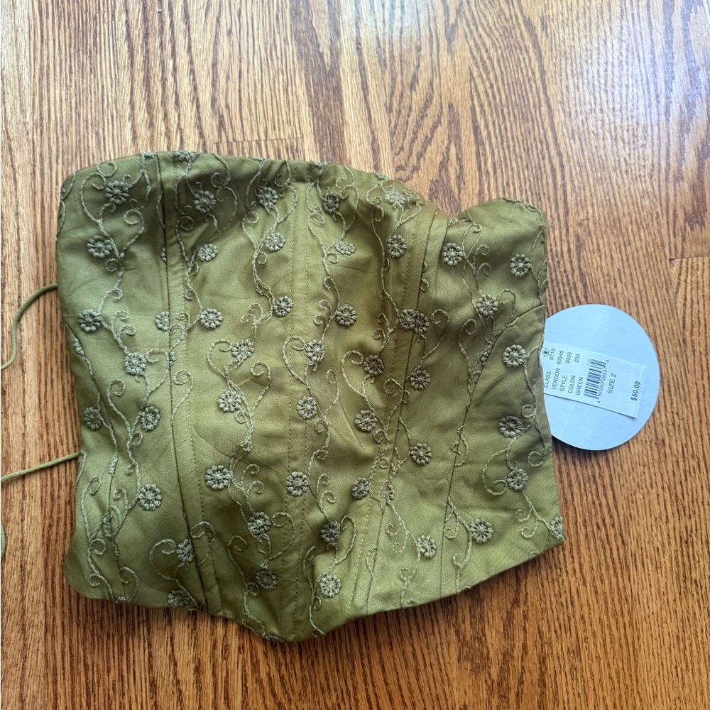 Princess Polly Olive Green Embroidered Crop Top